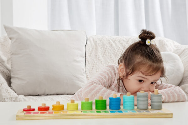 Classic World Counting Stacker - Colorful Wooden Ring Sorter