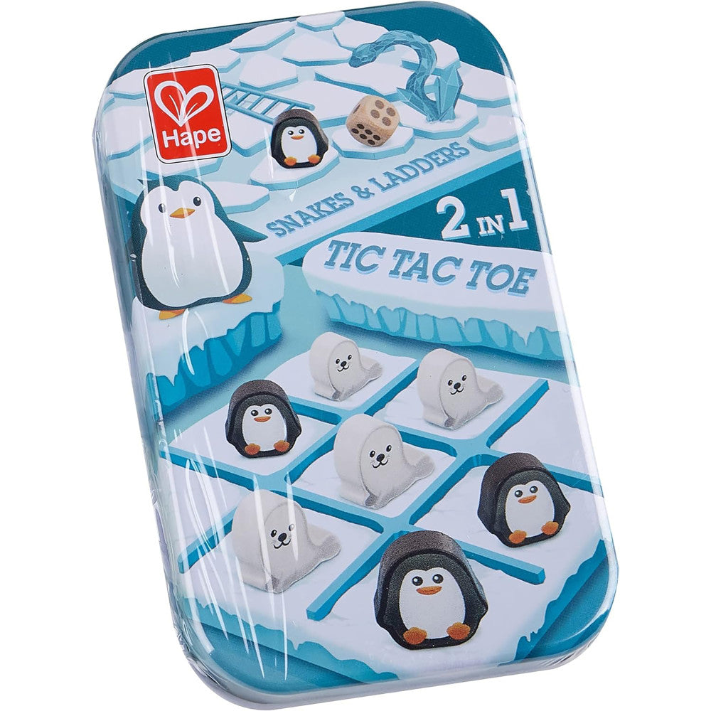 Hape: 2-In-1: Tic Tac Toe / Snakes & Ladders - 2 Classic Games In 1 Tin