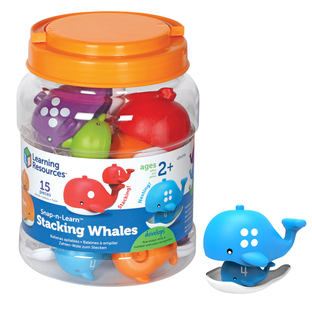 Learning Resources Snap-n-Learn Stacking Whales - Colorful Educational Counting Toy