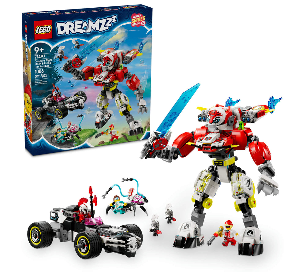 LEGO® DREAMZzz™ Cooper’s Tiger Mech & Zero’s Hot Rod Car Toy 71497
