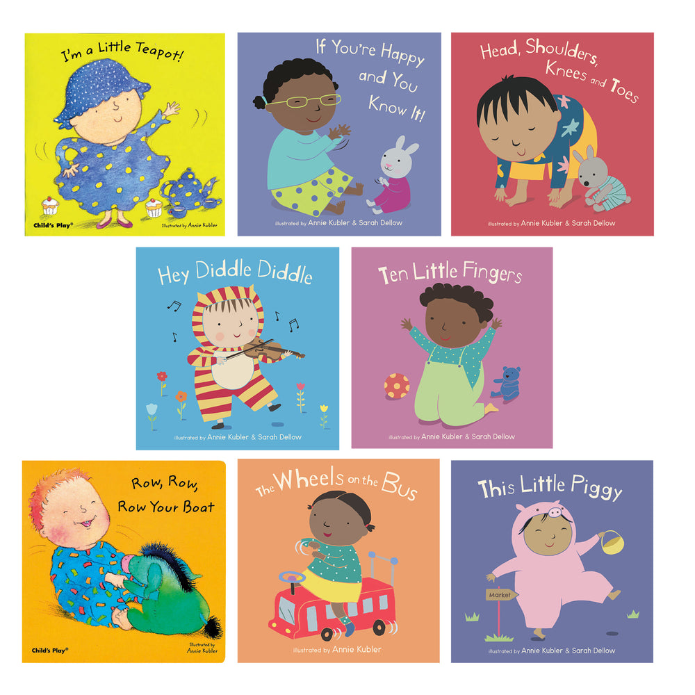 Child's Play Books Nursery Rhyme Board Book, 8-Piece Set with CD